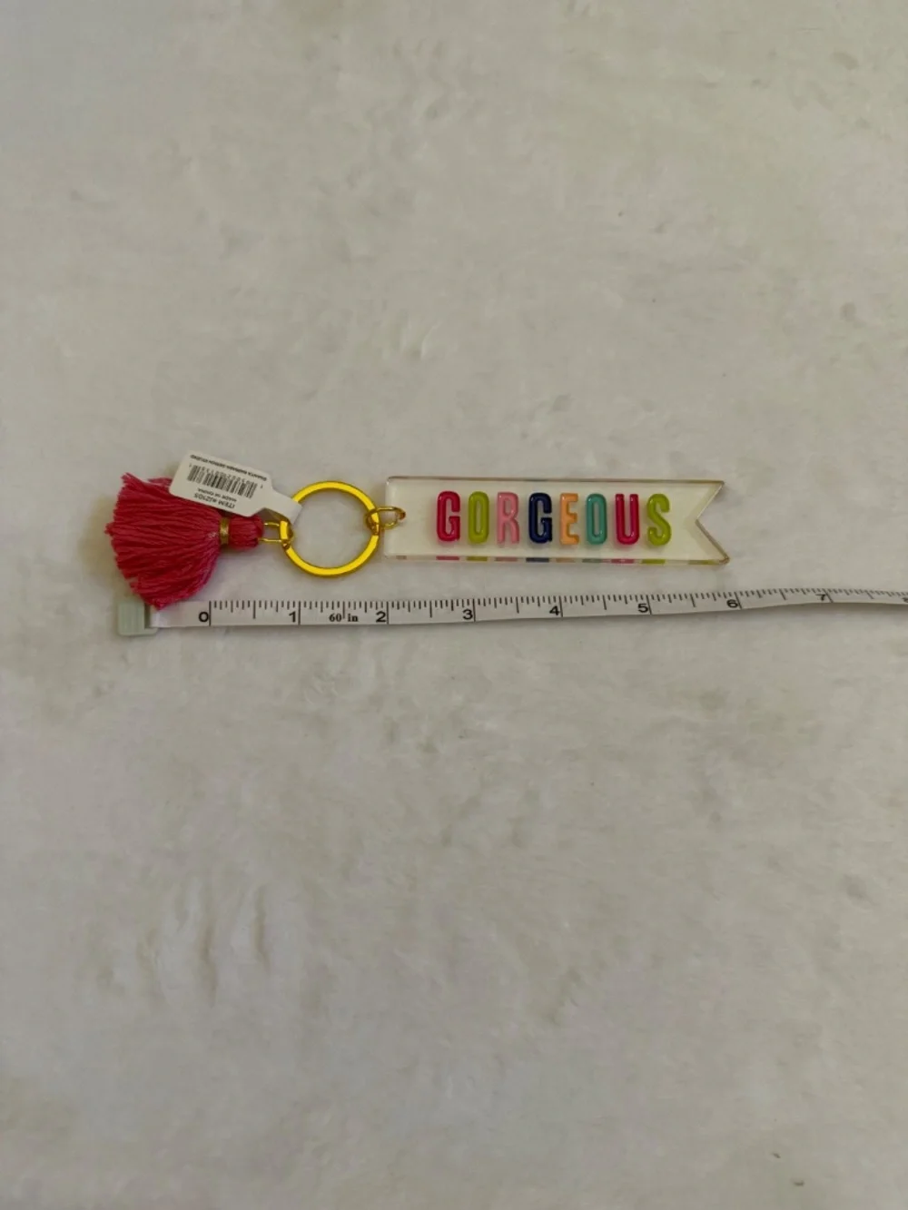 Santa Barbara Design Studio “Gorgeous” Acrylic Multicolor Keychain Pink Tassel